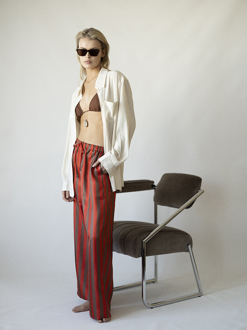 The Poolside Trouser ~ Red and Chocolate