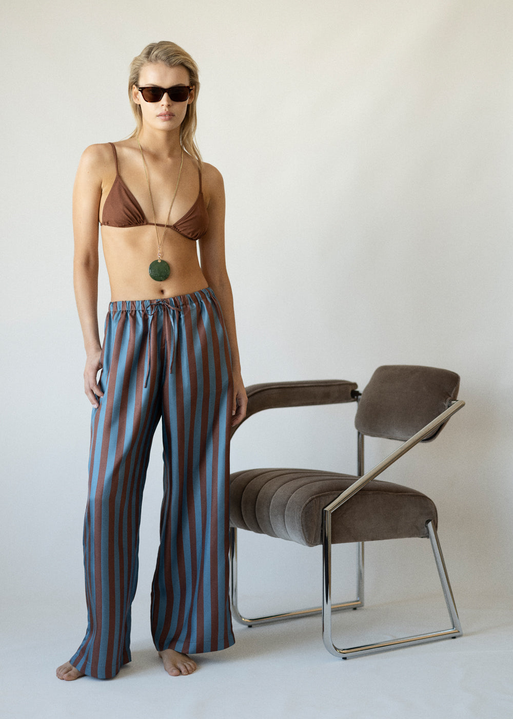 The Poolside Trouser ~ Chocolate and Blue